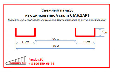 Съемный пандус из оцинкованной стали СТАНДАРТ