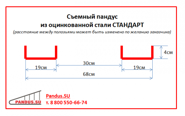 Съемный пандус из оцинкованной стали СТАНДАРТ