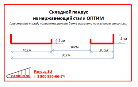 Складной пандус из нержавеющей стали ОПТИМ
